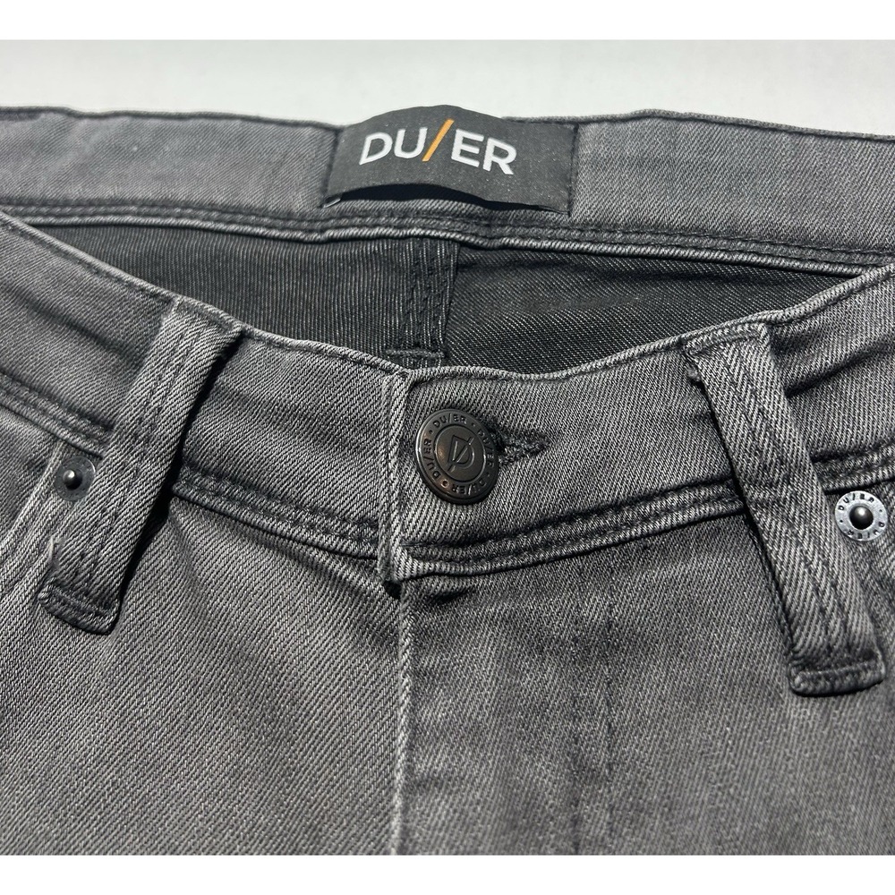 DU/ER Jeans Mens Size 33x34 Grey Denim L2X Relaxed Taper 5-Pocket Stretch EUC - Picture 6 of 11